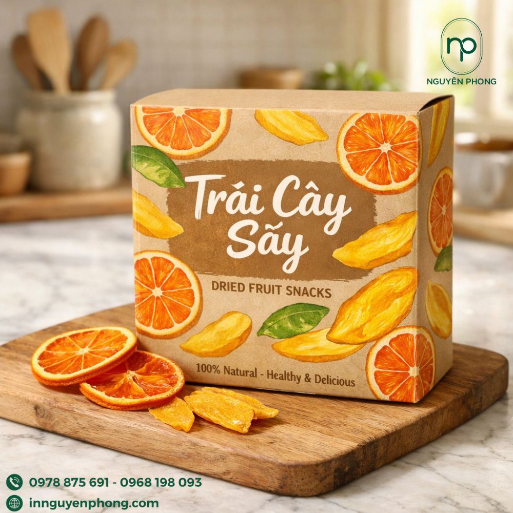 In hộp đựng trái cây sấy thiết kế đẹp